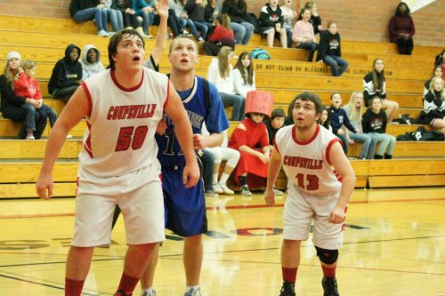 Nick Streubel (50) and Drew Chan (13) will be among the Wolf defenders looking to slow down Sultan's big scorer Tuesday. (Shelli Trumbull photo)