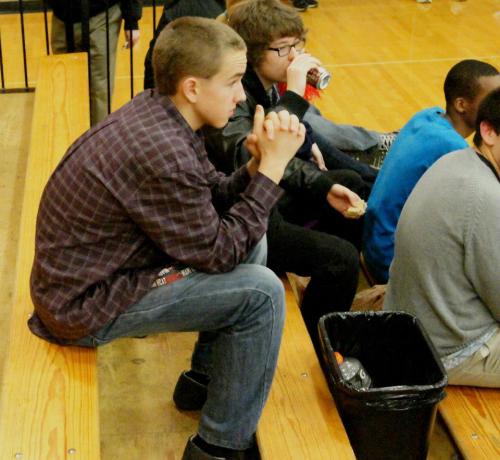 Joel Walstad prays to the basketball gods.