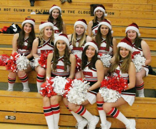 Jimenez Guerra (bottom row far right) and her Wolf cheer teammates. (Shelli Trumbull photo)