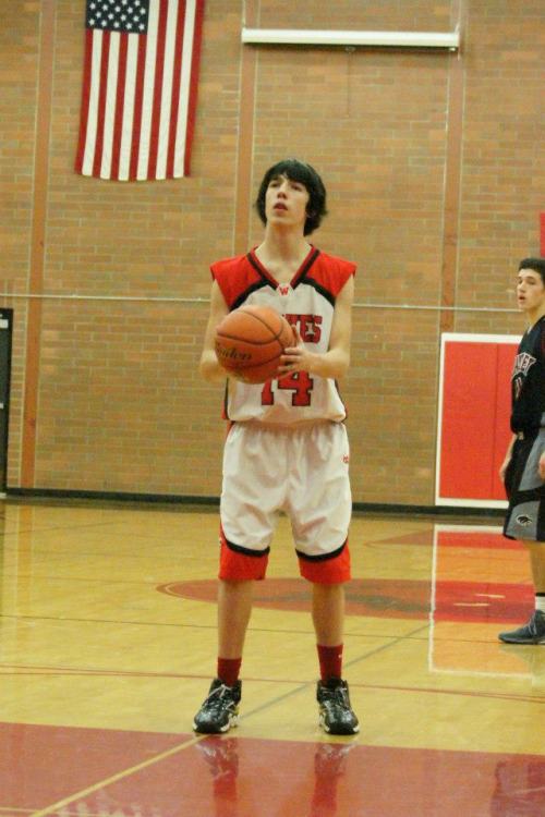 Ryan Griggs prepares to shoot a free-throw against Cedarcrest. (Shelli Trumbull photos)