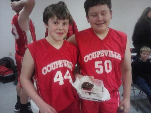 Aiden Crimmins (left) and Joey Wedekind get to play in the big gym. Apparently, the cupcake bribe worked. (Jodi Crimmins photos)