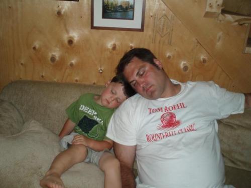 Virgil Roehl, son of the tournament founder, and a beast on the hardwood in his day (the early '90s) rests up for the big day.