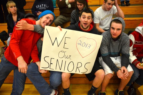 Wolf fans celebrate their classmates.