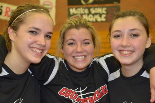Senior basketball players (l to r) Bessie Walstad, Haley Marx and Lauren Escalle.