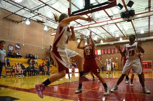Breeanna Messner goes airborne to save a ball headed out of bounds.