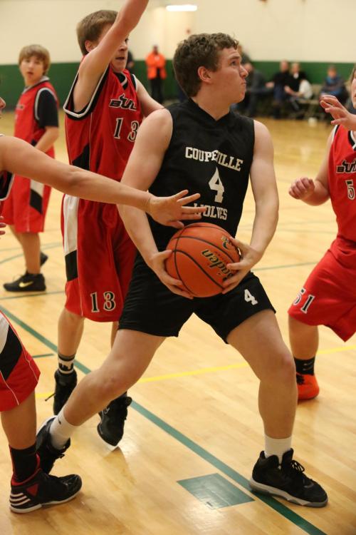 Gabe Wynn muscles his way through the paint in pursuit of a basket.
