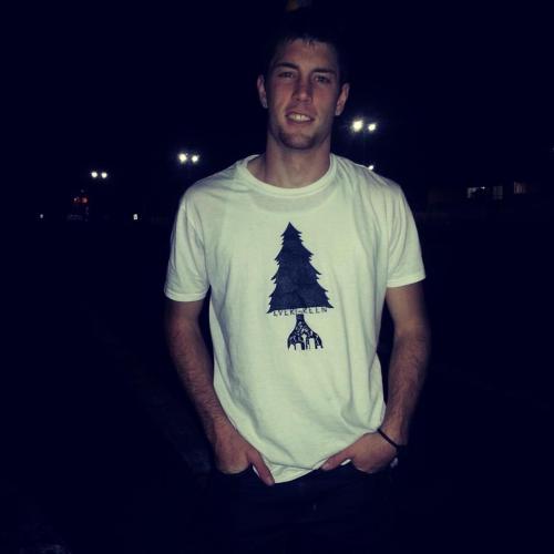 Jason Bagby models his design.