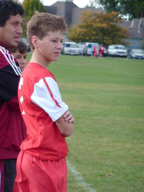 Zane Bundy (foreground), select soccer coach Jose Lecca and, just peeking out, Dawson d'Almeida. (Janine Bundy photo)