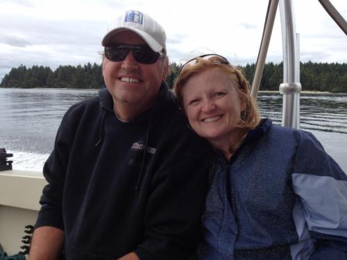 Kim Andrews, taking a moment away from her sports duties to hang out with the husband. There were 42,003 emails awaiting her return.