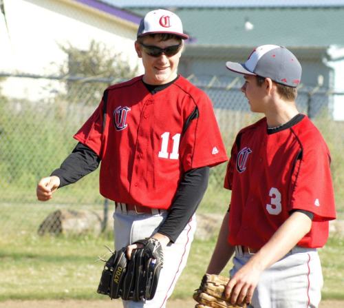 Aaron Curtin (left) and Joshn Bayne during legion ball last summer. (Shelli Trumbull photos)