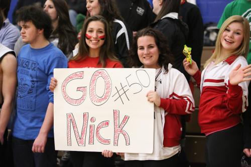 The Nck Streubel Fan Club -- (l to r) Mekare Bowen, Fan Club President Julia Felici and Madeline Strasburg. (John Fisken photo)