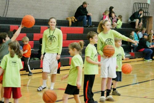 Rhiannon Ellsworth (left) and Kacie Kiel train their squad.