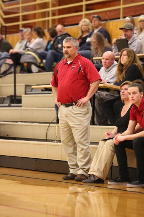 David King patrols the basketball sidelines. (John Fisken photo)
