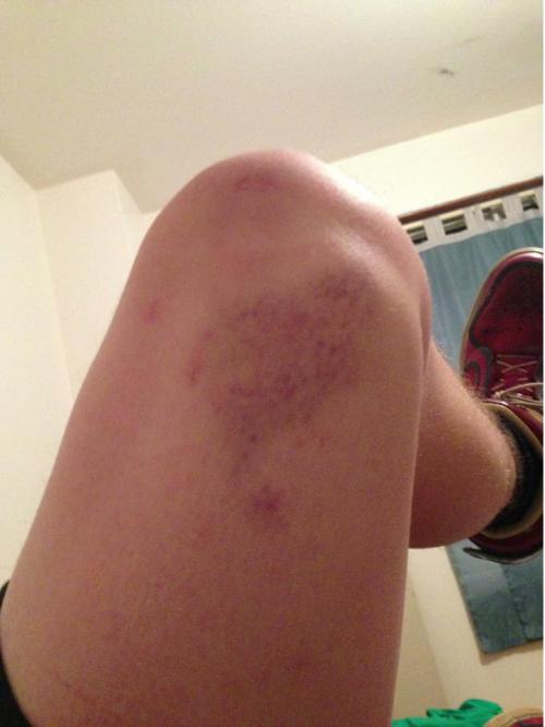 Gunnar's first souvenir from a 7-on-7 passing camp on turf. 
