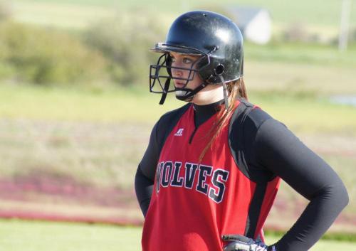 Hailey Hammer surveys the wreckage after thumping a hit last season. (Shelli Trumbull photos)