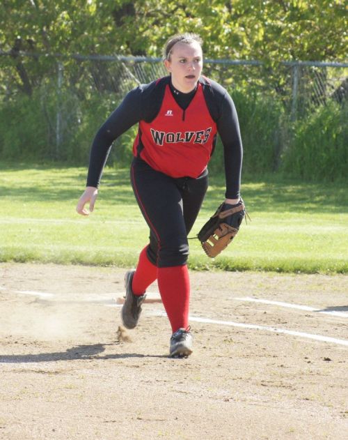 Hammer guards the line at first base.
