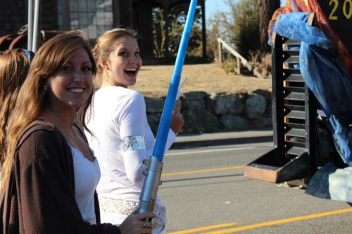 Maria Rockwell, softball hurler extraordinaire (far left) -- the force is strong in this one. (Melissa Losey photo)
