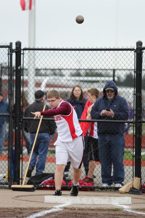 Nick Weatherford follows through on the shot put.