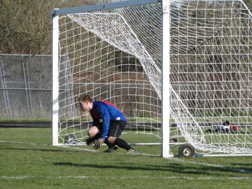 Kole Kellison ruthlessly guards his net.