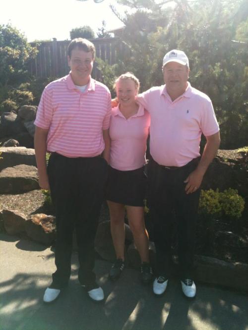 Left to right, Austin, Christine and Mike Fields. Their family business: thumping you on the golf course.