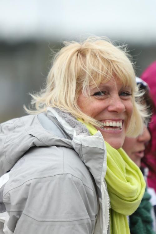 Super fan Aimee Bishop smiles into the eye of the hurricane. (John Fisken photos)