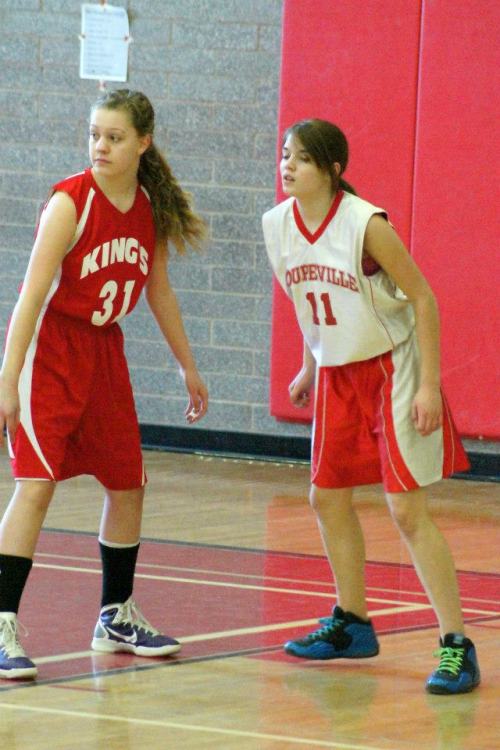 Katrina McGranahan prepares to defend her paint.
