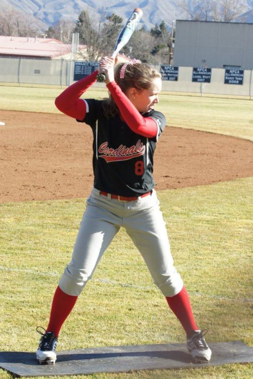 Trumbull gets in some warm-up time with the bat.