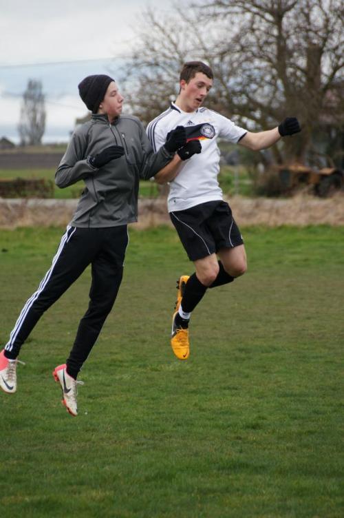 Nathan Lamb (right) has plenty of success getting airtime in practice here, but Tuesday he was denied by the wretched weather conditions. (Robert Pelant photo)