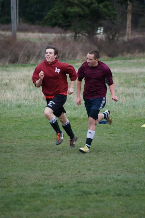 Brett Arnold (left) and Tim Quinn lay it on the line.