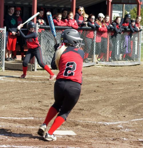 Madeline Roberts leads the explosive Wolf softball lineup, which has scored 23 runs in two games. (Shelli Trumbull photos)