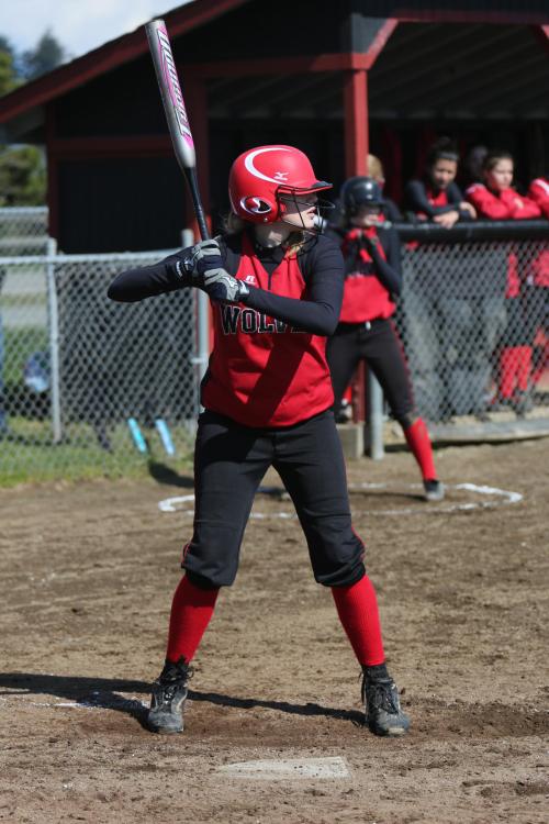 Monica Vidoni awaits the pitcher's offering.