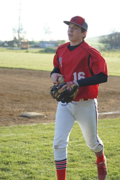 Wolf frosh Cole Payne crushed a double in his first varsity at-bat.