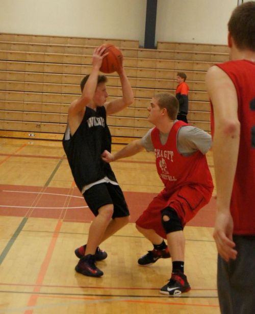 Dalton Martin appears to take a shot to the stomach while waiting for a teammate to get free.