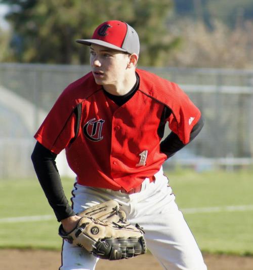Wolf hurler Wade Schaef stares down a batter.