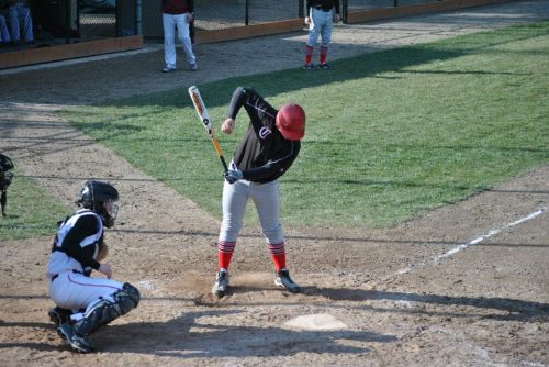 Dancin' at the plate.