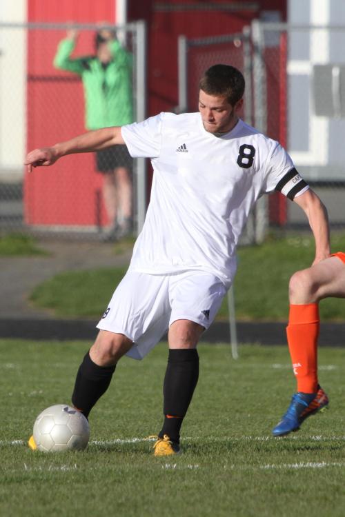 Luke Pelant clears the ball.