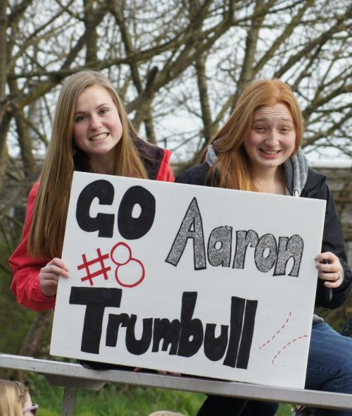 Aaron Trumbull had his own cheering section.