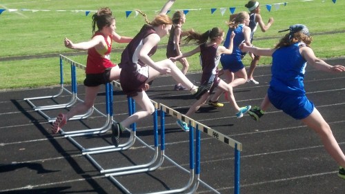 Action is fast and furious in the hurdles.