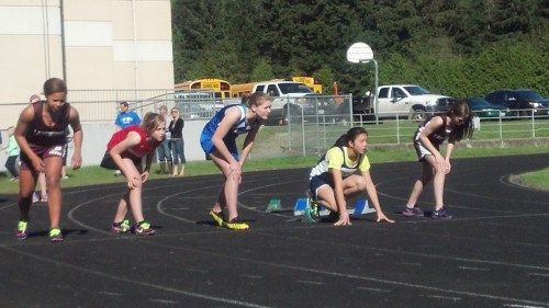 Mckenzie Meyer, second from left, ready to race.