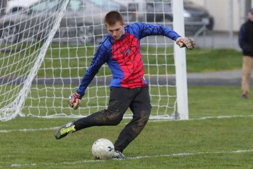 Kole Kellison, seen here in a game earlier this season, made several spectacular saves Wednesday.