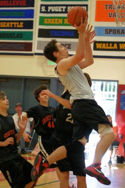 Aaron Trumbull slashes to the basket.