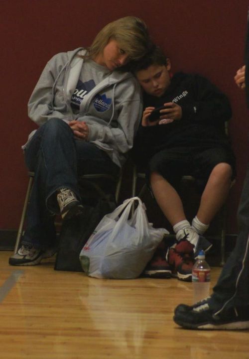 Dalton Martin's mom and brother have a nice moment together.