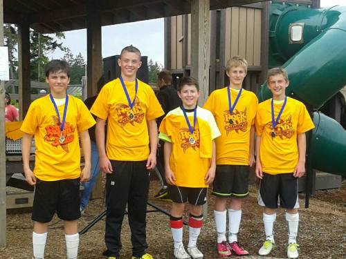 Dawson d'Almeida (far left) and teammates. (Dan d'Almeida photos)