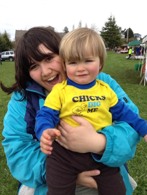 Heni Barnes spends some quality time with local farmer-in-training Henry Purdue. (Julieanna Purdue photo)