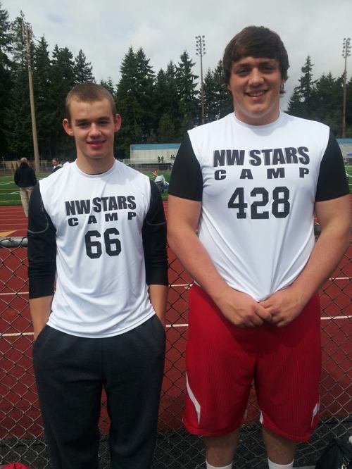 Jake Tumblin (left) and Nick Streubel at the Barton Combine at Interlake High School Sunday.