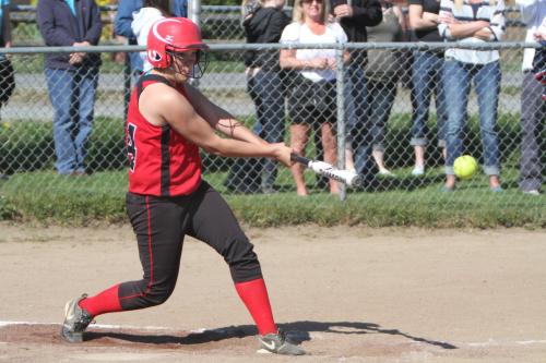 Bessie Walstad put a stamp on a four-year, three-sport run by hammering seven hits in the district tourney. (John Fisken photo)