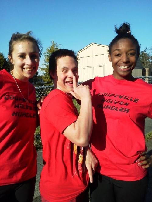 Nicole Becker, left, seen here with Lucas Etzell and Jai'Lysa Hoskins, ran her best time in the 100 this season Friday.