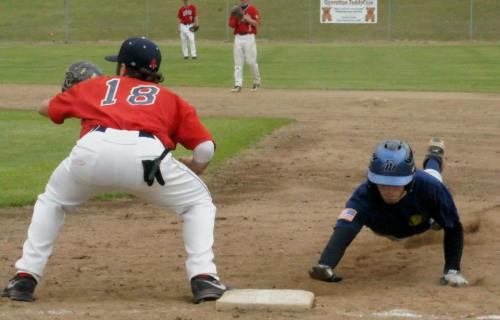 Kurtis Smith beats the throw back to first.