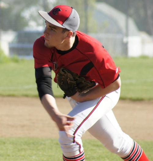 Ben Etzell, seen here pitching during the high school season, is a man of many positions. (Shelli Trumbull photo)