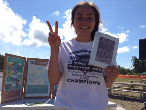 Amanda d'Almeida celebrates her finish. (Dan d'Almeida photos)